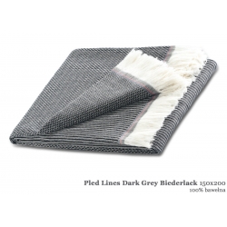 Pled bawełniany Lines Dark Grey 130x170 Biederlack